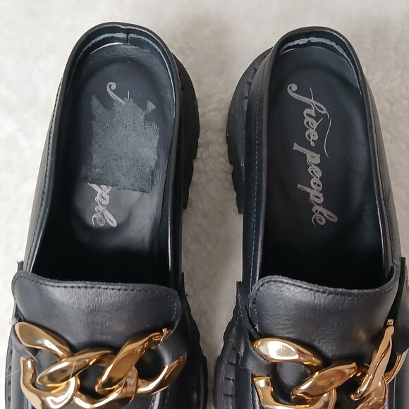 Free People Lyra Link Leather Loafer Mules Lug Sole Size EU 36.5/US 6 - Picture 12 of 12